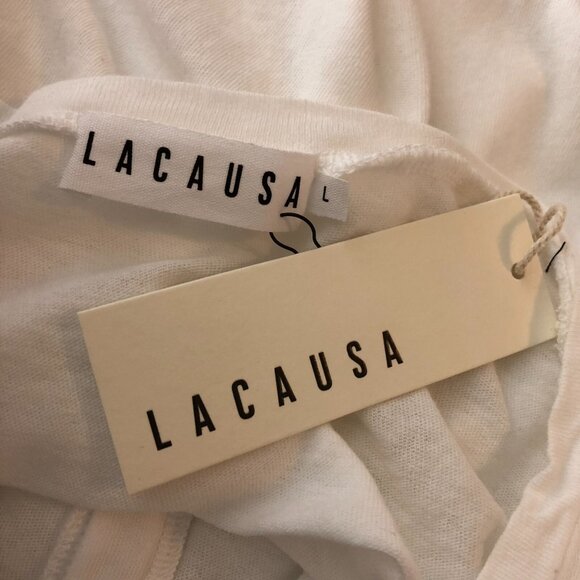 Lacausa Vintage Henley Womens Top Cotton Long Sleeve White Size L - Picture 6 of 7